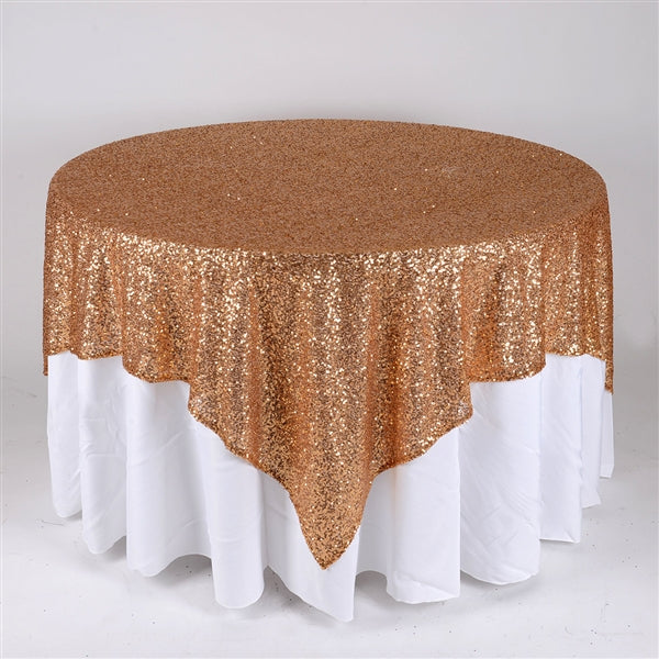 Gold 72 Inch x 72 Inch Square Duchess Sequin Overlay