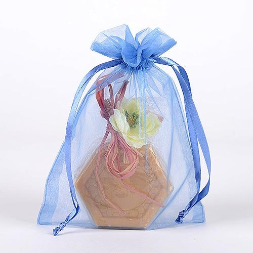 Light Blue - Organza Bags - ( 8x14 Inch - 10 Bags )