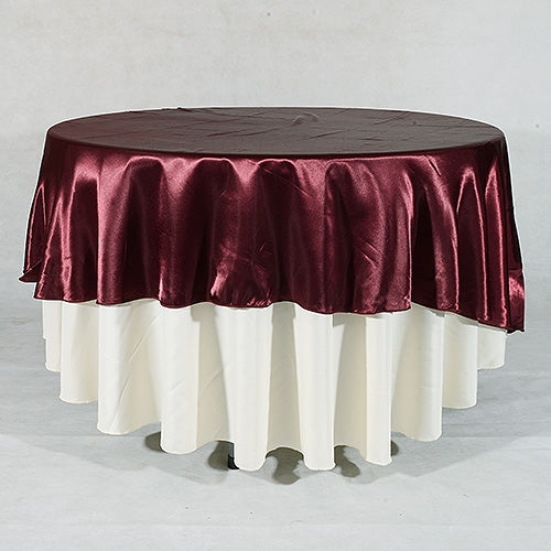 Burgundy - 90 Inch Satin Round Tablecloths