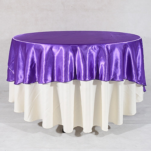 Purple - 90 Inch Satin Round Tablecloths