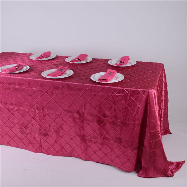 Fuchsia - 90 inch x 132 inch Pintuck Satin Tablecloth