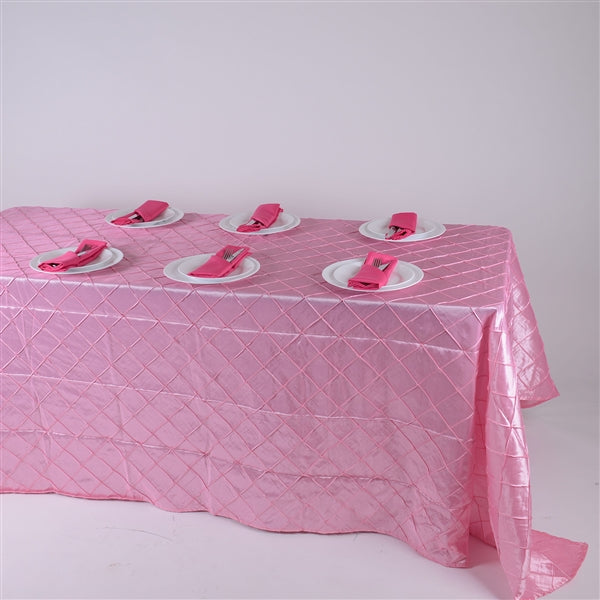 Pink - 90 inch x 156 inch - Pintuck Satin Tablecloth