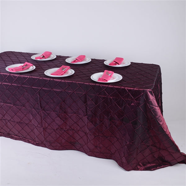 Burgundy - 90 inch x 156 inch - Pintuck Satin Tablecloth