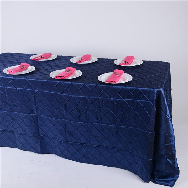 Navy - 90 inch x 156 inch - Pintuck Satin Tablecloth