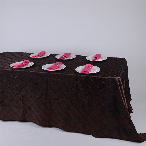 Chocolate Brown - 90 inch x 156 inch - Pintuck Satin Tablecloth