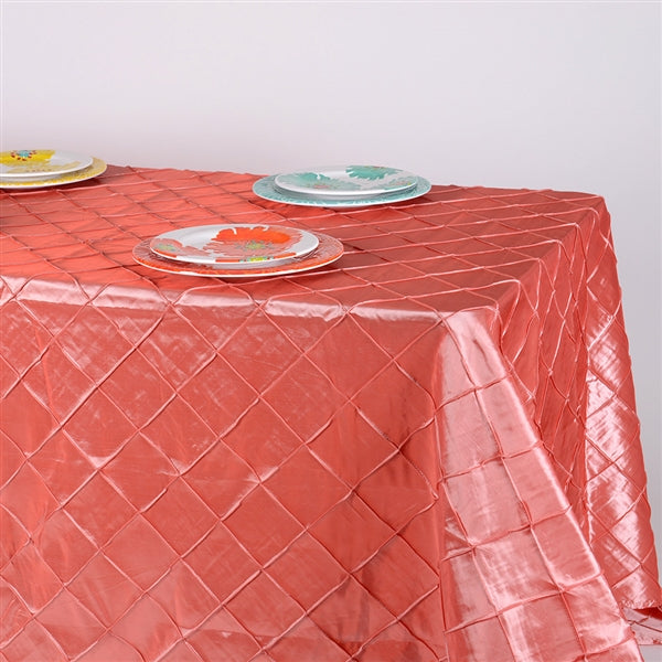 Coral- 90 inch x 156 inch - Pintuck Satin Tablecloth
