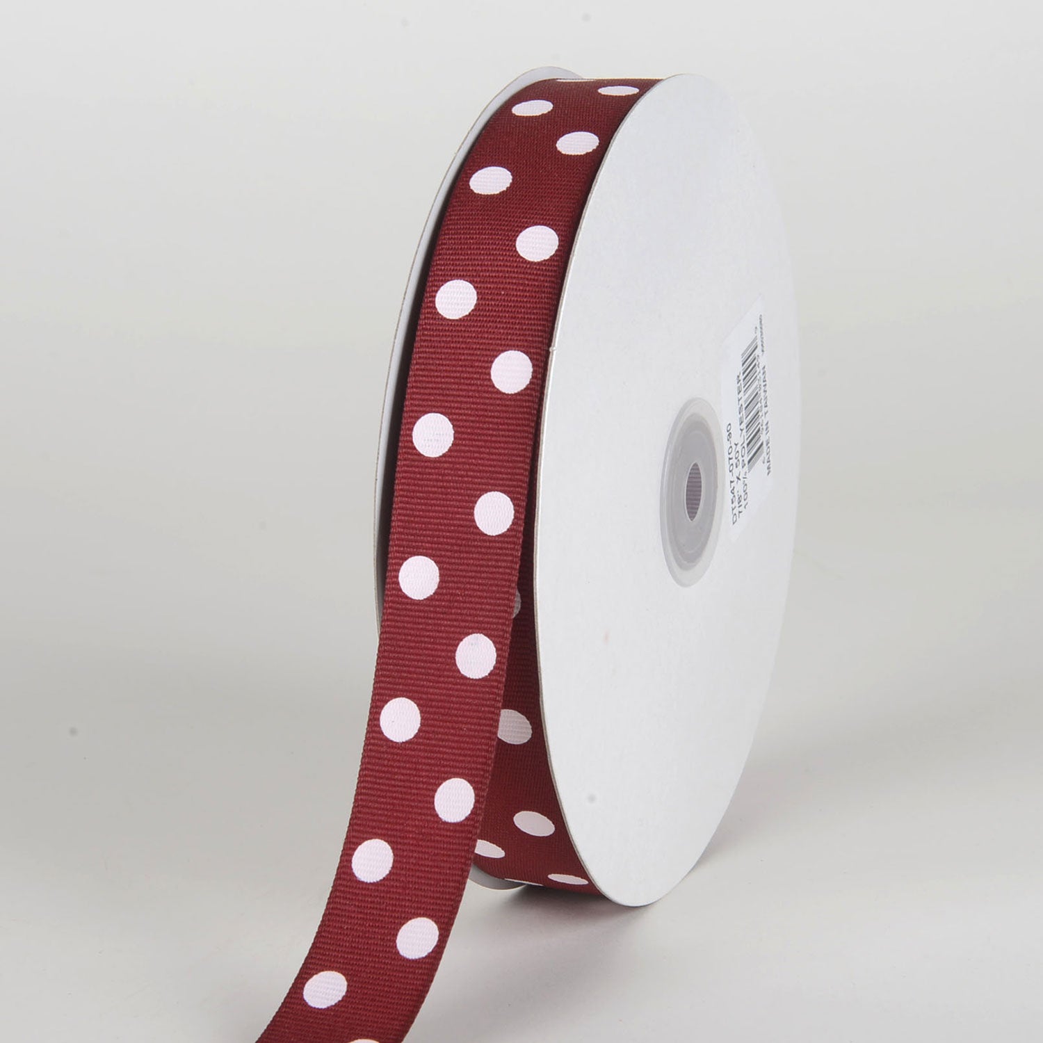 Grosgrain Ribbon Polka Dot Burgundy with White Dots ( 7/8 inch | 50 Yards )