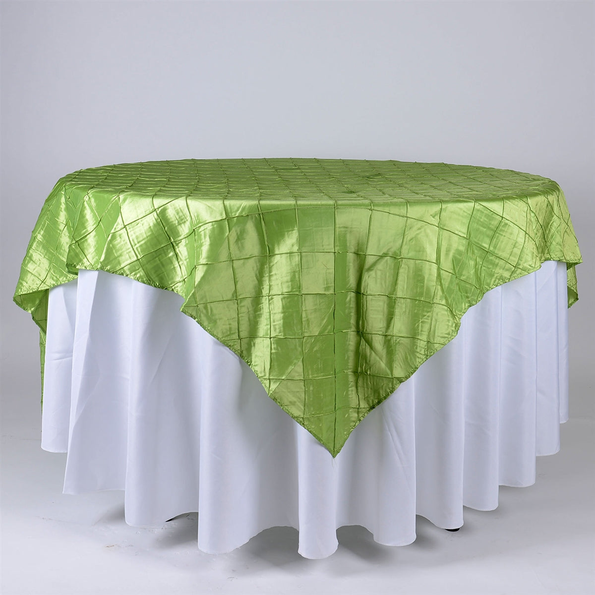 Apple Green - 72 inch x 72 inch Square Pintuck Satin Overlay