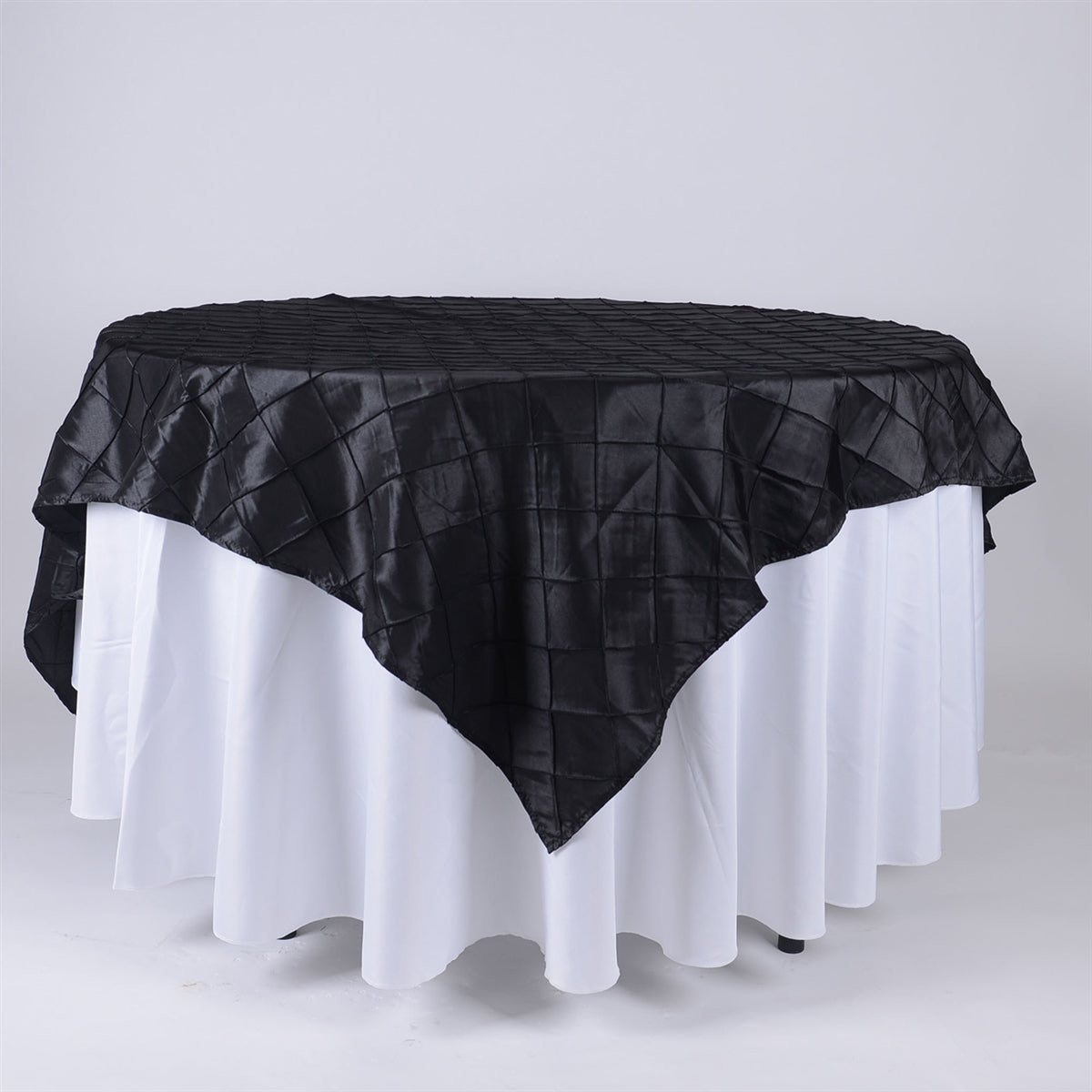 Black - 72 inch x 72 inch Square Pintuck Satin Overlay
