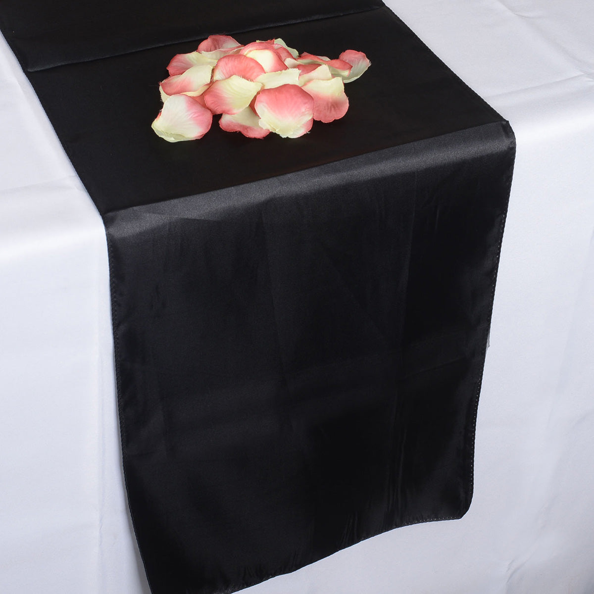 Black - Satin Table Runner - ( 12 inch x 108 inches )