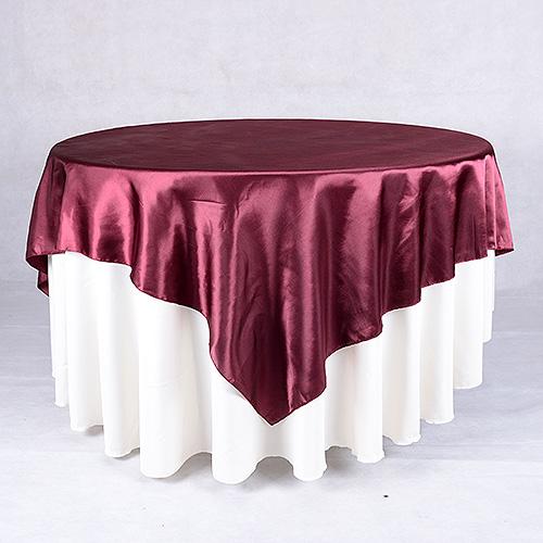 Burgundy - 90 x 90 Square Satin Table Overlays