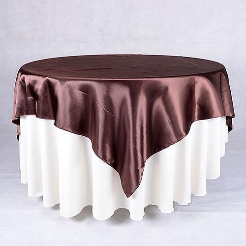 Brown - 90 x 90 Square Satin Table Overlays