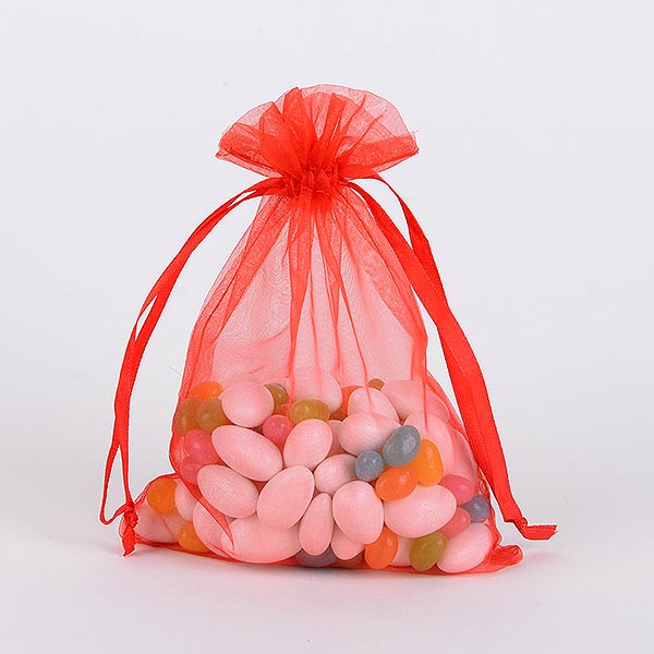 Red - Organza Bags - ( 3x4 Inch - 10 Bags )