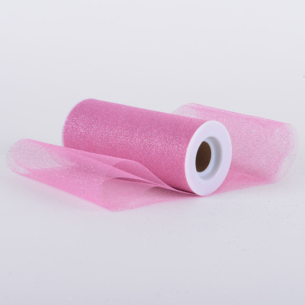 Globleland 2 Rolls Glitter Tulle Pink Tulle Fabric Rolls 6 inch x