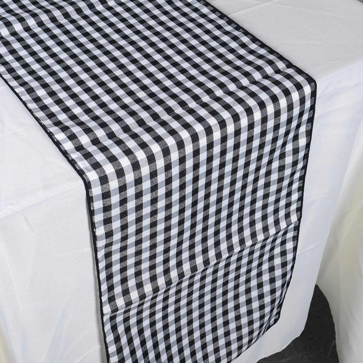 Black - Checkered/ Plaid Table Runner - ( 14 inch x 90 inch )
