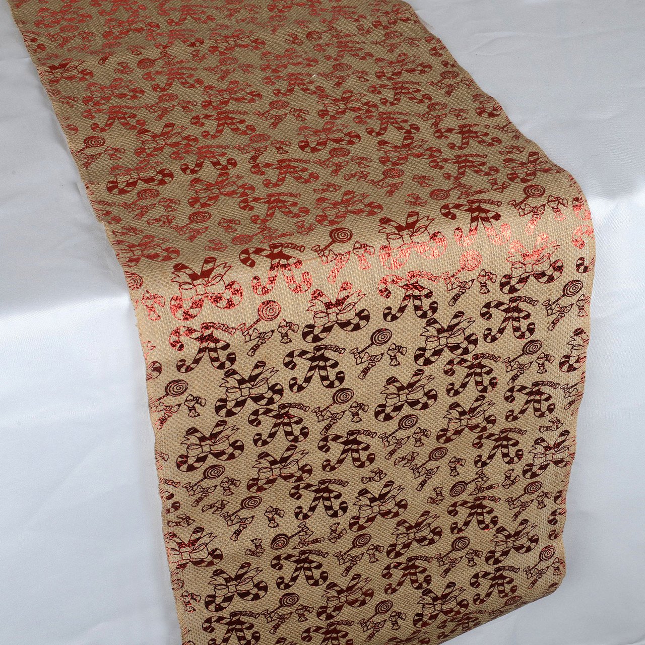 Candy Cane Natural - 100% Natural Jute Burlap Table Runner ( 14 inch x 108 inches )