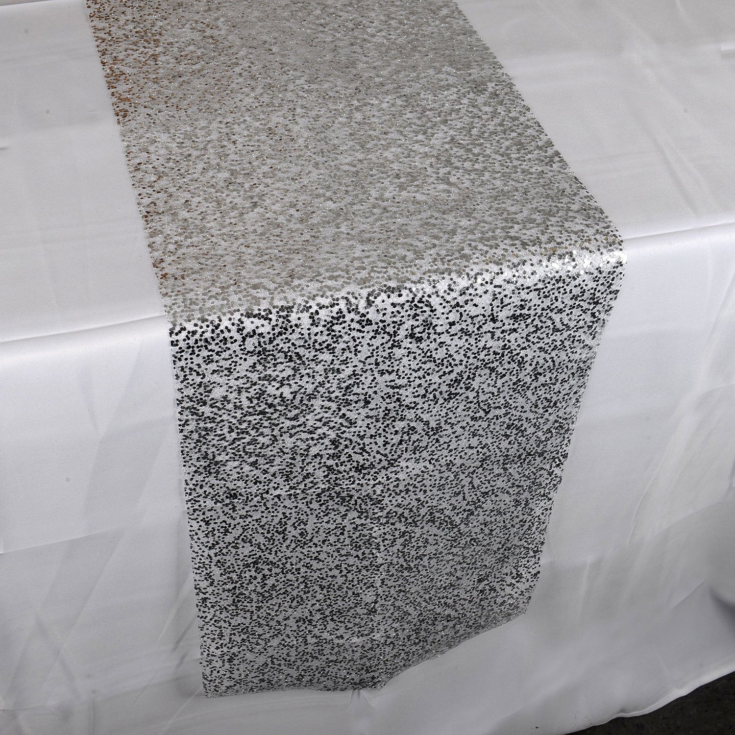 Silver Sequin Like Glitter Net Table Runner