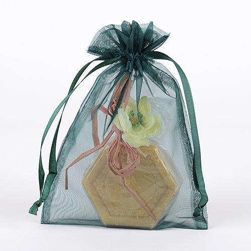 Hunter Green - Organza Bags - ( 3x4 Inch - 10 Bags )