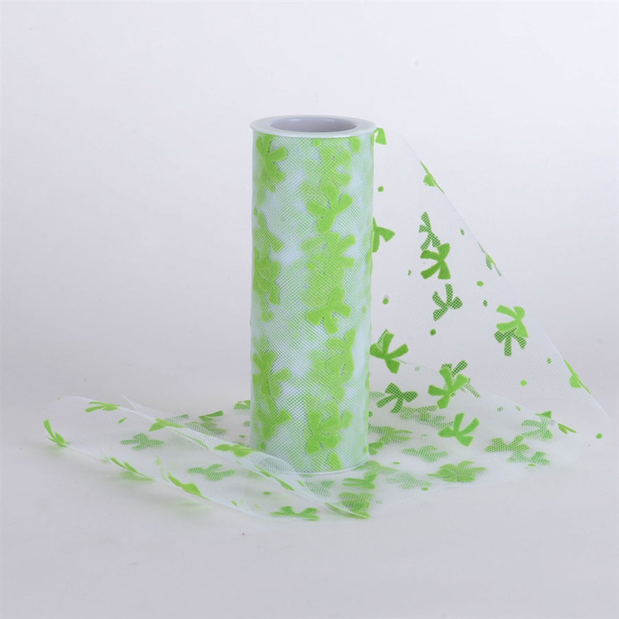 Bow Design Tulle Fabric Roll Apple Green