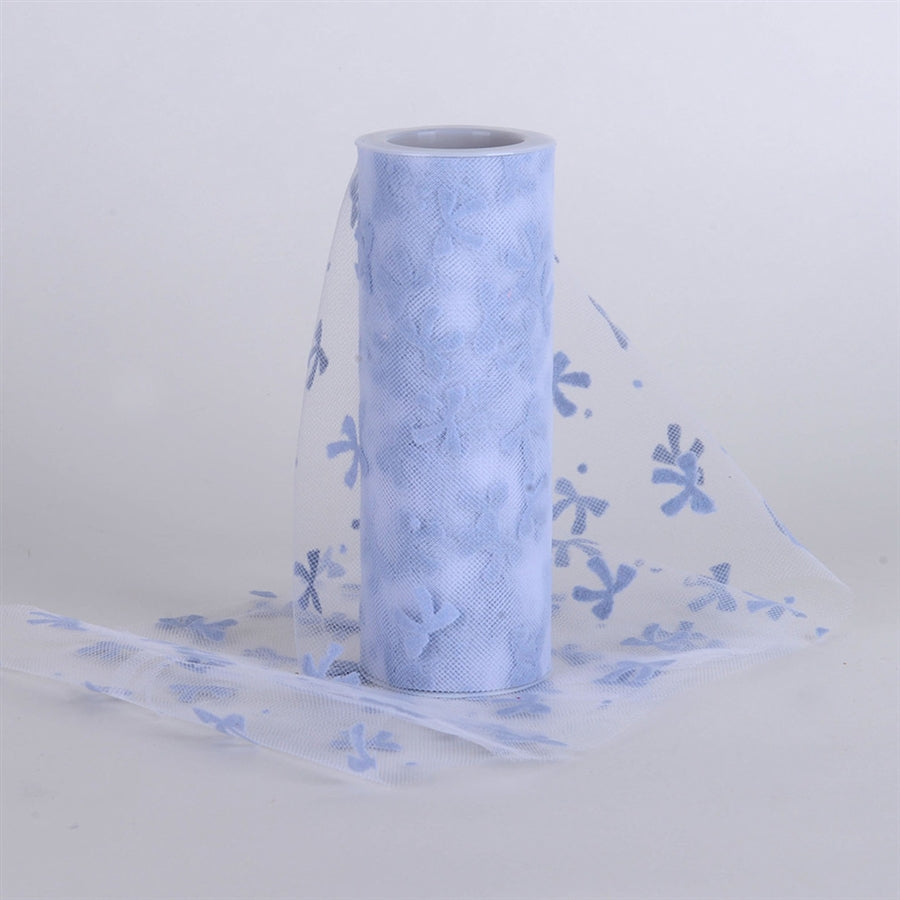 Bow Design Tulle Fabric Roll Silver