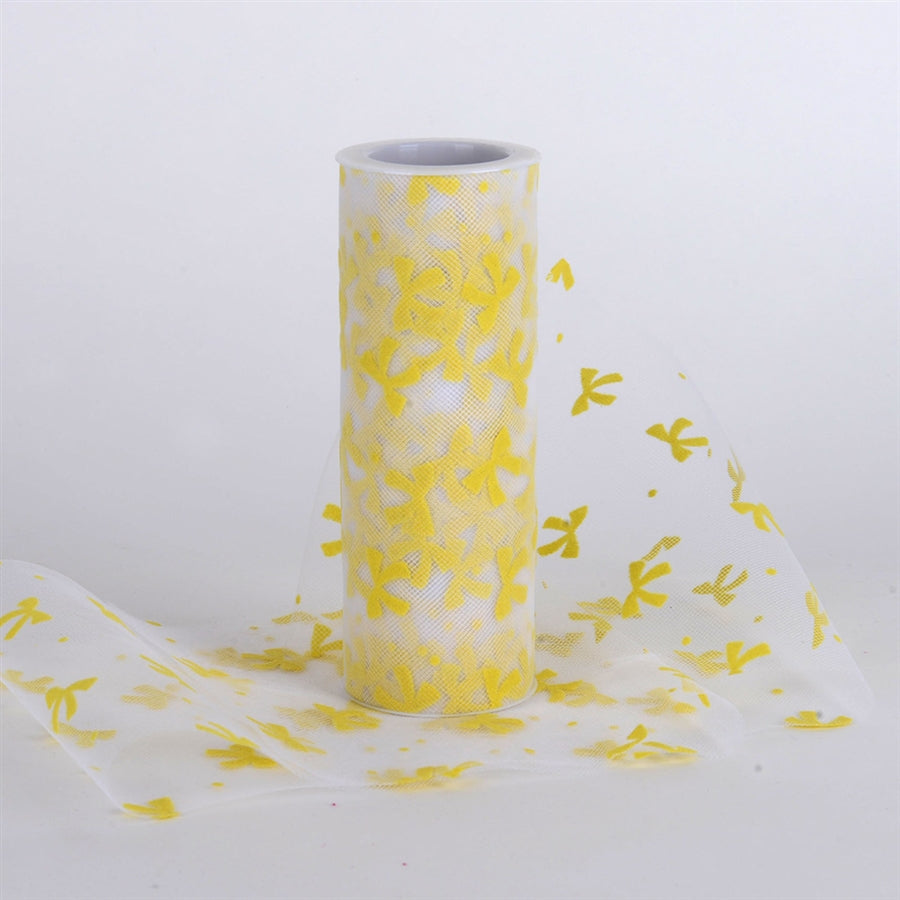 Bow Design Tulle Fabric Roll Yellow