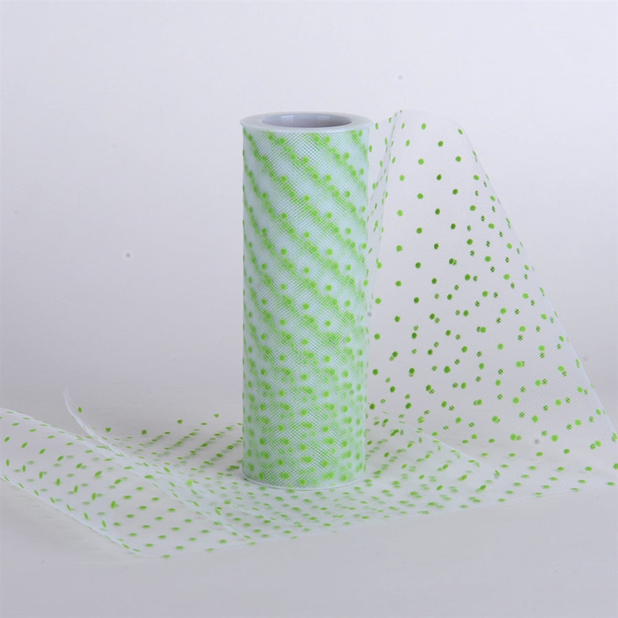 Swiss Color Dot Tulle Fabric Roll Apple Green