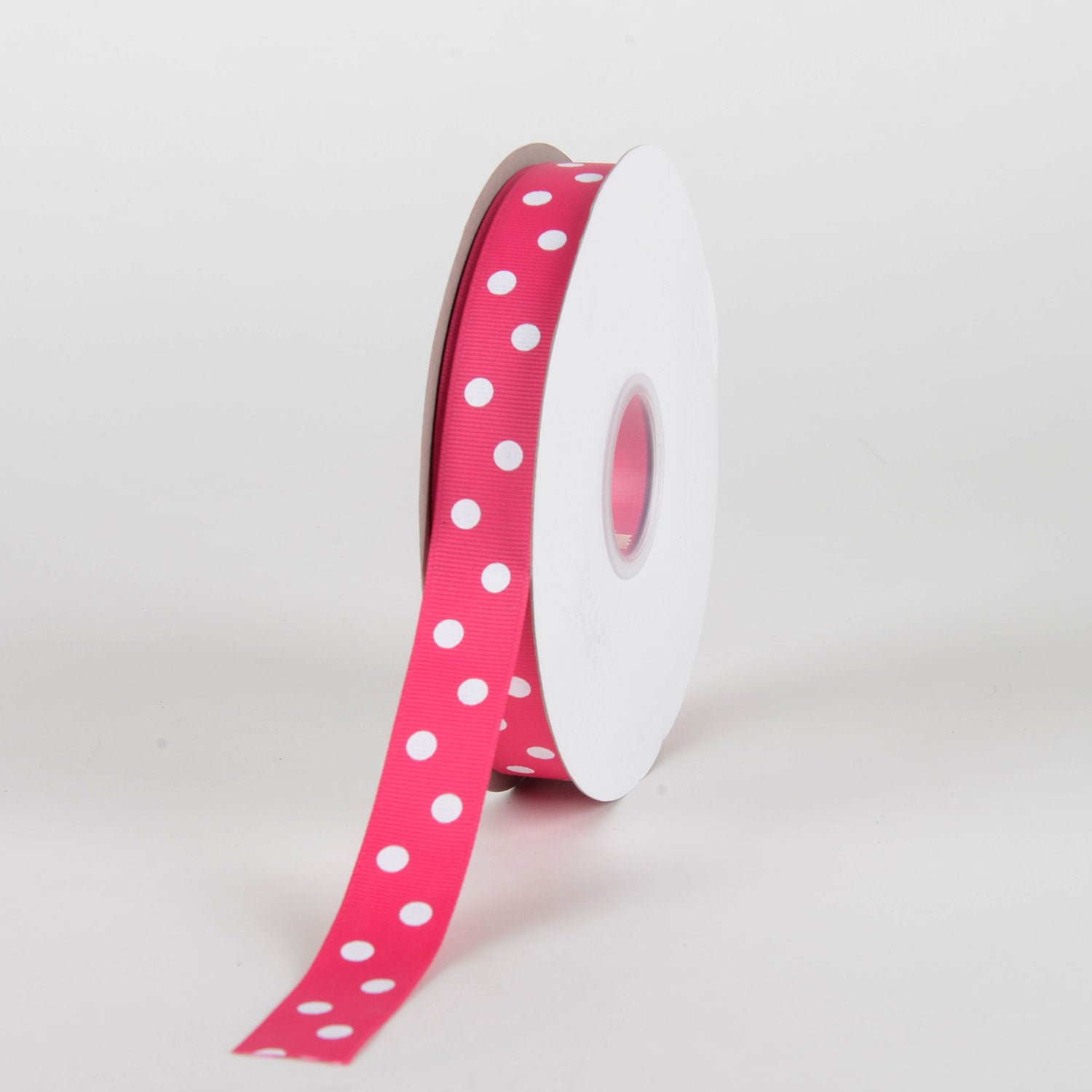 Grosgrain Ribbon Polka Dot Fuchsia with White Dots ( 7/8 inch | 50 Yards )