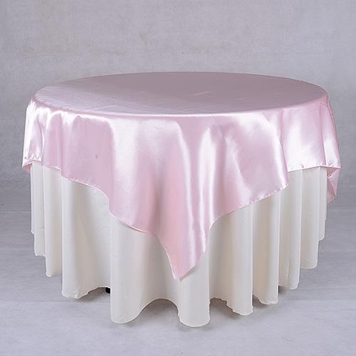Light Pink - 90 x 90 Square Satin Table Overlays