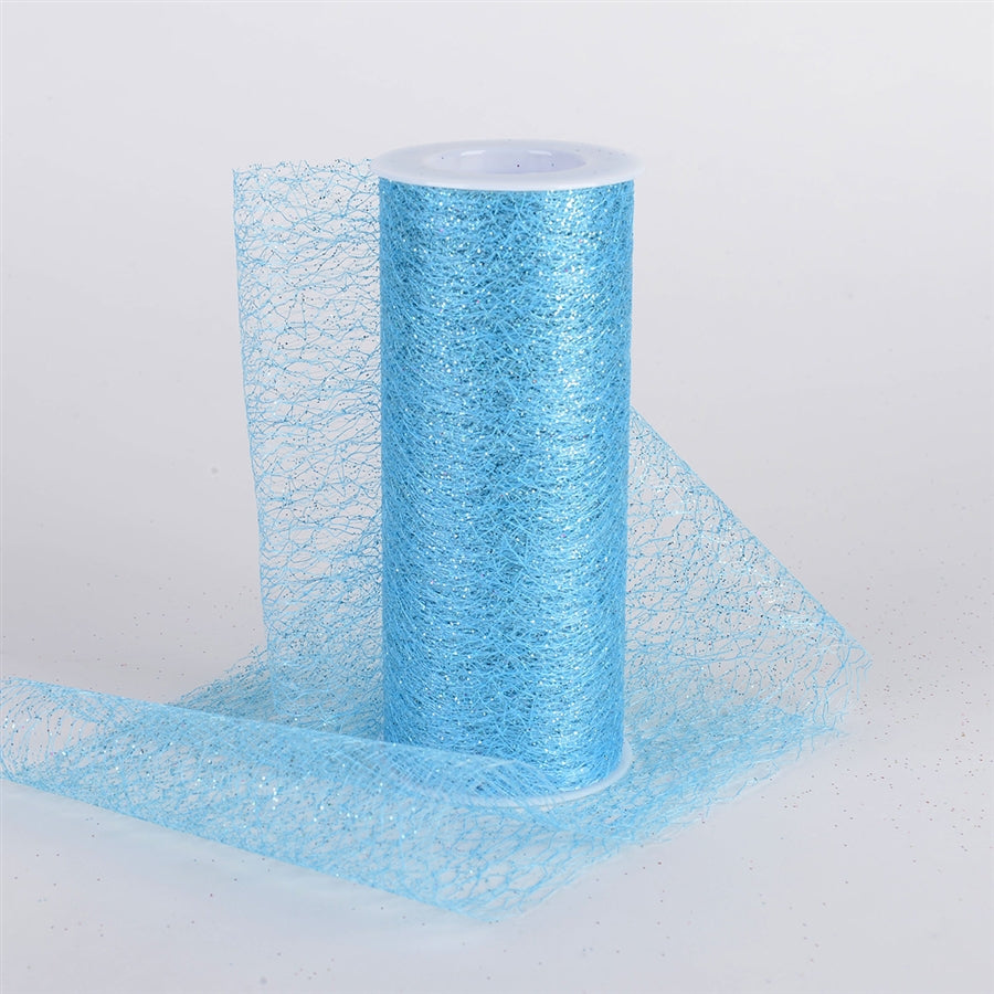 6 x 10 Yd Glitter Sisal Mesh Roll -  Light Blue