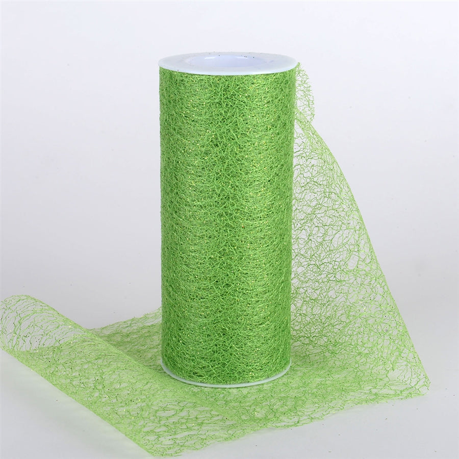 6 x 10 Yd Glitter Sisal Mesh Roll -  Apple Green