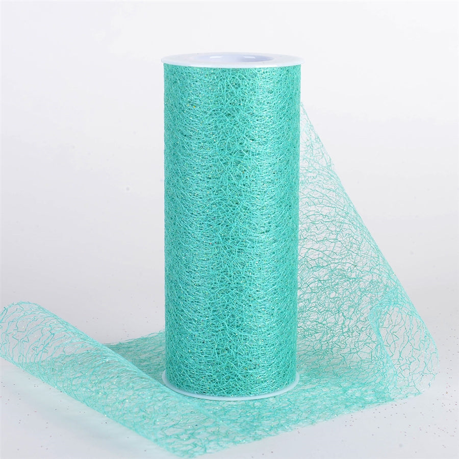 6 x 10 Yd Glitter Sisal Mesh Roll -  Aqua