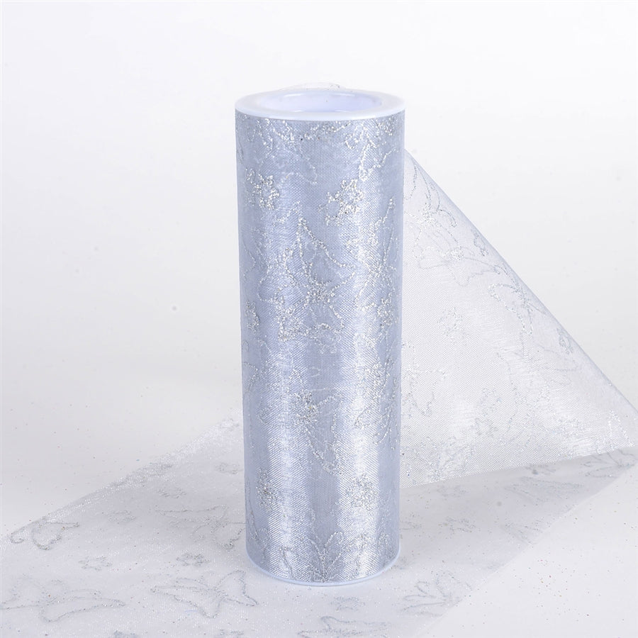 Glitter Butterfly Organza Roll -  Silver