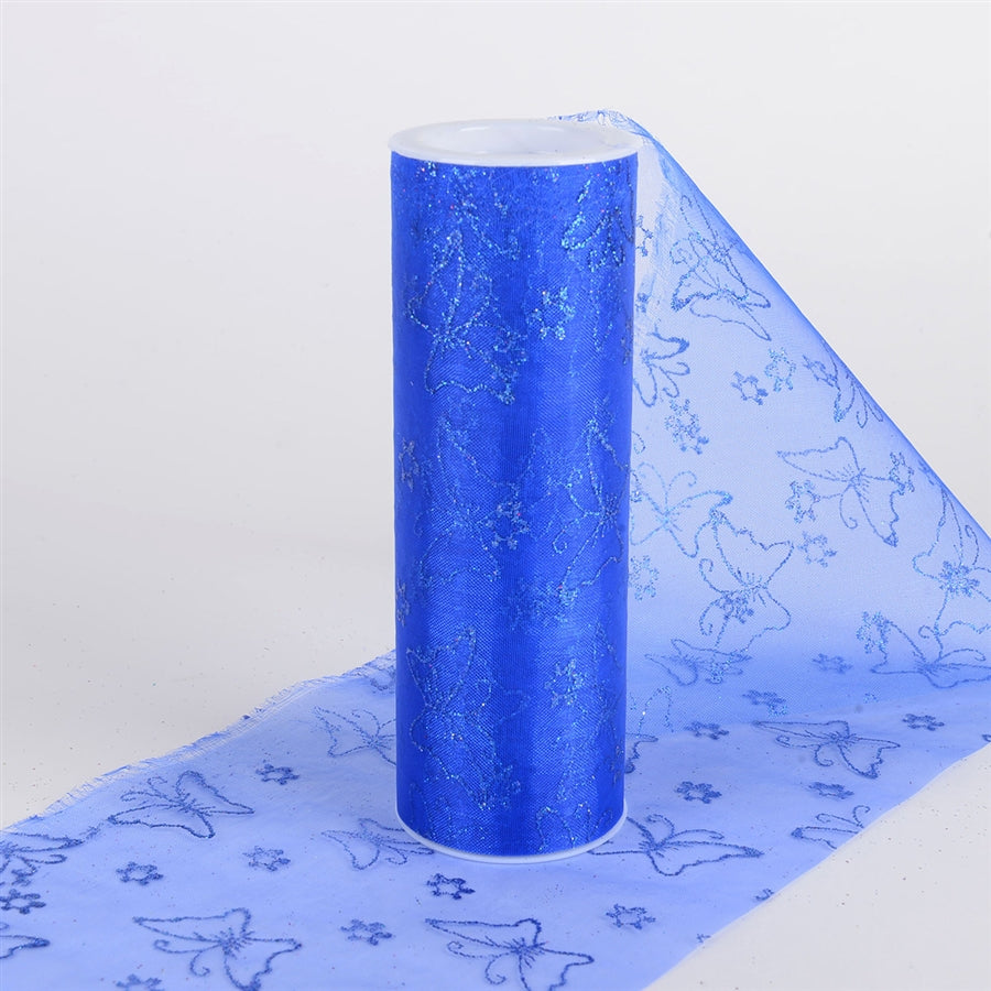 Glitter Butterfly Organza Roll -  Royal Blue
