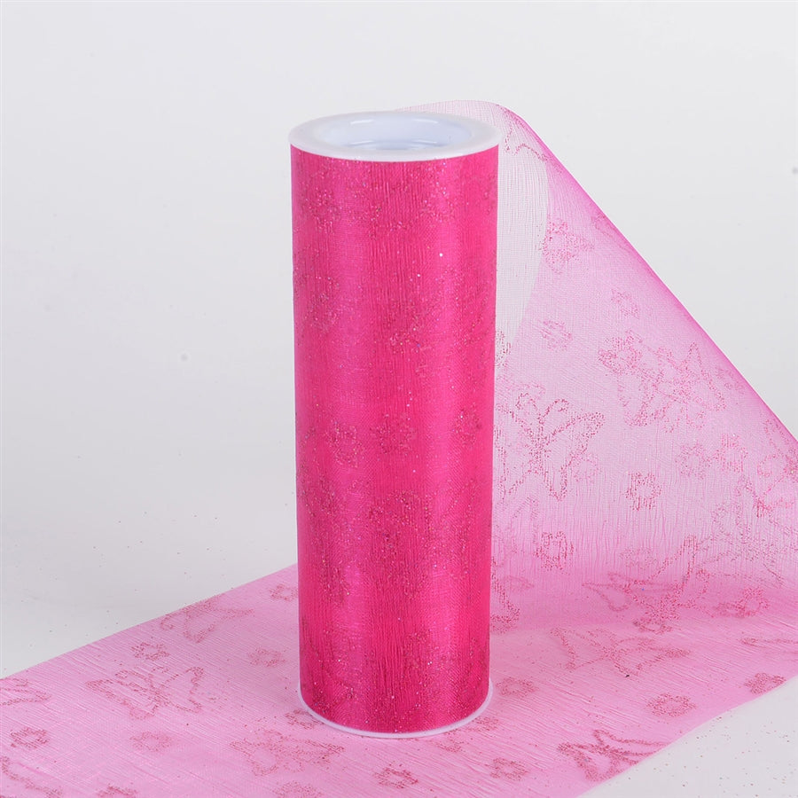 Glitter Butterfly Organza Roll -  Fuchsia