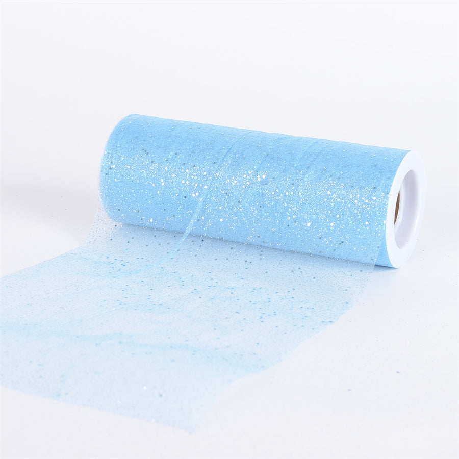 Light Blue Confetti Organza 6 Inch Roll 10 Yards