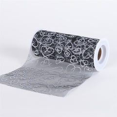 Glitter Heart Organza 6 Inch Roll 10 Yards