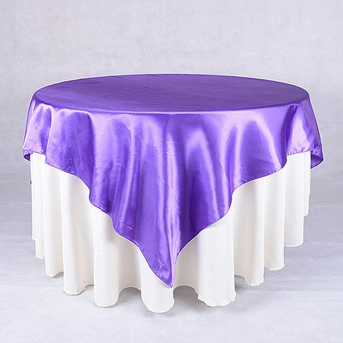 Purple - 90 x 90 Square Satin Table Overlays