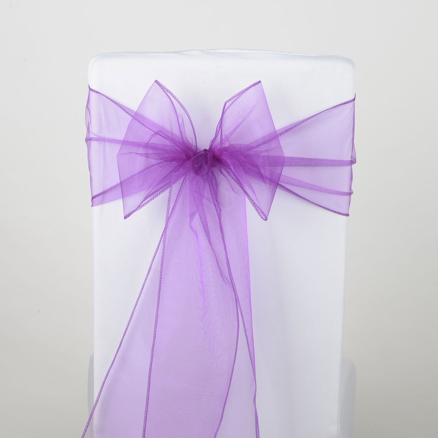 Purple - Organza Chair Sash - ( Pack of 10 Piece - 8 inches x 108 inches )