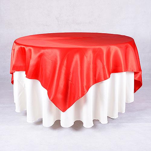 Red - 90 x 90 Square Satin Table Overlays