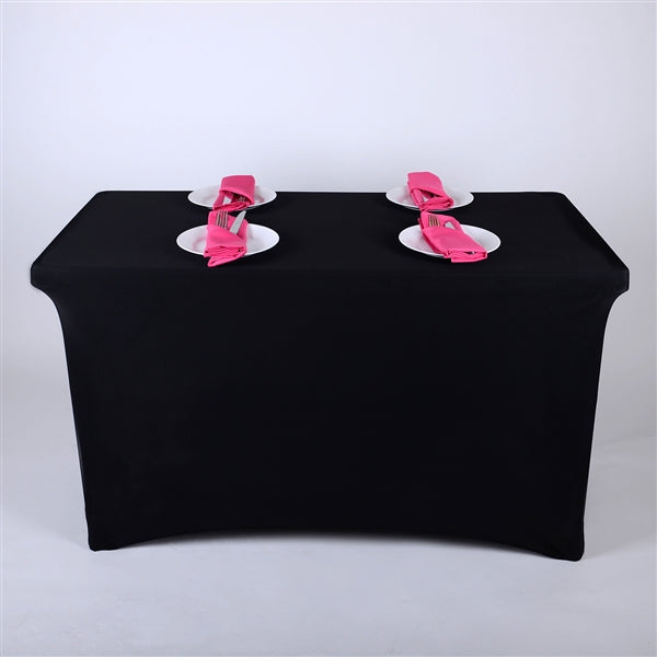 Black 4 Ft Rectangular Spandex Table Cover