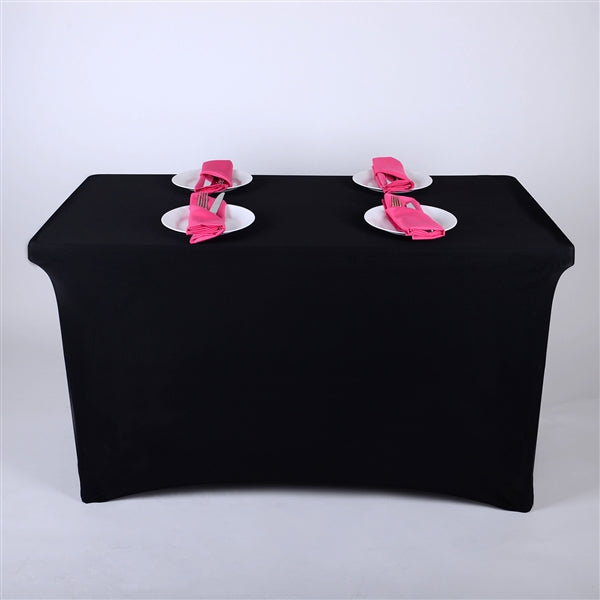 Black 8 Ft Rectangular Spandex Table Cover