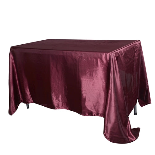 Burgundy 60 Inch x 102 Inch Rectangular Satin Tablecloths