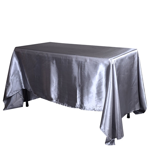 Silver 60 Inch x 102 Inch Rectangular Satin Tablecloths