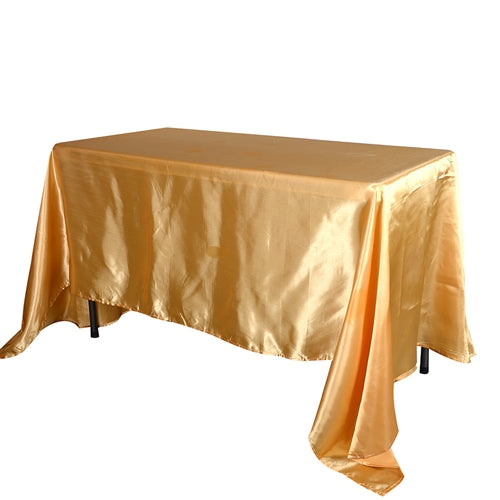 Gold 90 Inch x 132 Inch Rectangular Satin Tablecloths
