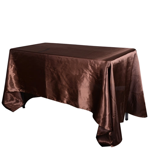 Chocolate Brown 90 Inch x 132 Inch Rectangular Satin Tablecloths