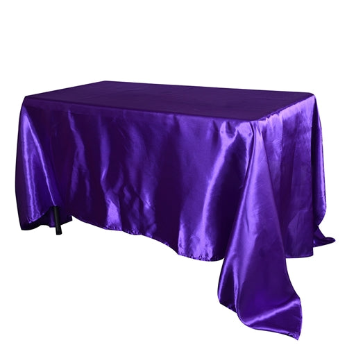 Purple 90 Inch x 132 Inch Rectangular Satin Tablecloths