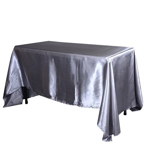 Silver 90 Inch x 156 Inch Rectangular Satin Tablecloths