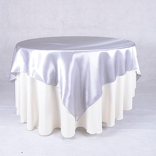 Silver - 90 x 90 Square Satin Table Overlays
