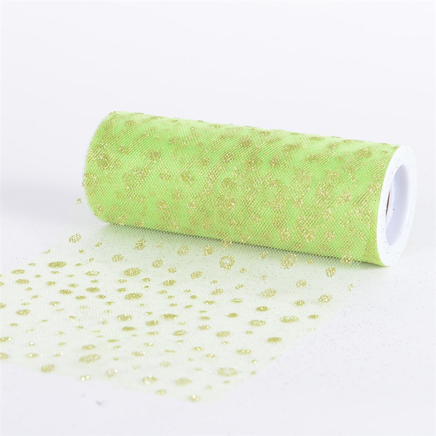 Apple Green Sparkle Dot 6 Inch Roll 10 Yards
