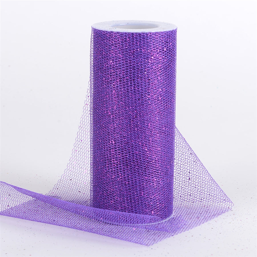 6 Inch Rainbow Glitter Tulle Ribbon Rolls Net Fabric 10 Yards Blue/Purple/ White